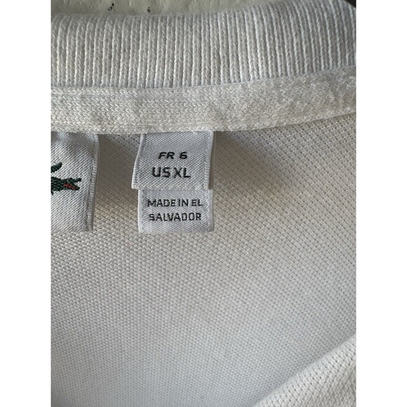 Lacoste Polo Shirt Mens XL White Logo Long Sleeve Size 6 Knit - Picture 4 of 6